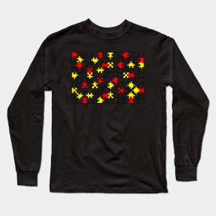 Jigsaw puzzle red and yellow colours Long Sleeve T-Shirt